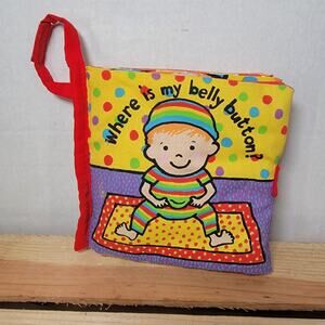 Jellycat Infant Crinkle Cloth Book "Where Is My Belly Button?"